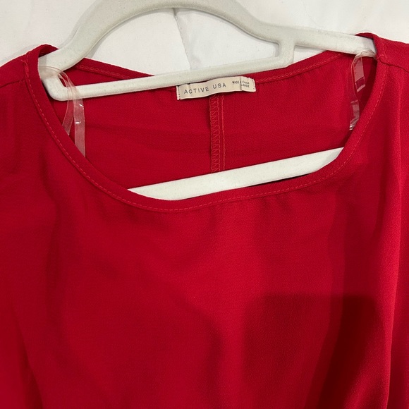⬇️PRICE 🔥 ACTIVE U S A • Short Sleeve loose Red Blouse • Large - Picture 4 of 7